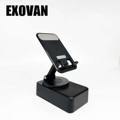 Wireless Audio Bluetooth Speaker 5In1 Phone Holder Emergency Rechargeable Withcolorful Ambient Light 300° Foldable for Tablet Iphone Android, Gifts for Men Women ，Black with LED Nightlight Wireless Induction Bluetooth Speaker Stand